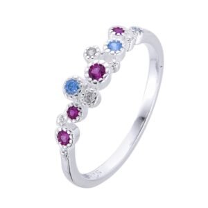 Anillo cubics Fucsia y Turquesa